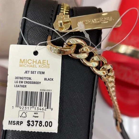 Michael Kors Jet Set Item Large East West Zip Crossbody Leather Black - Picture 9 of 16